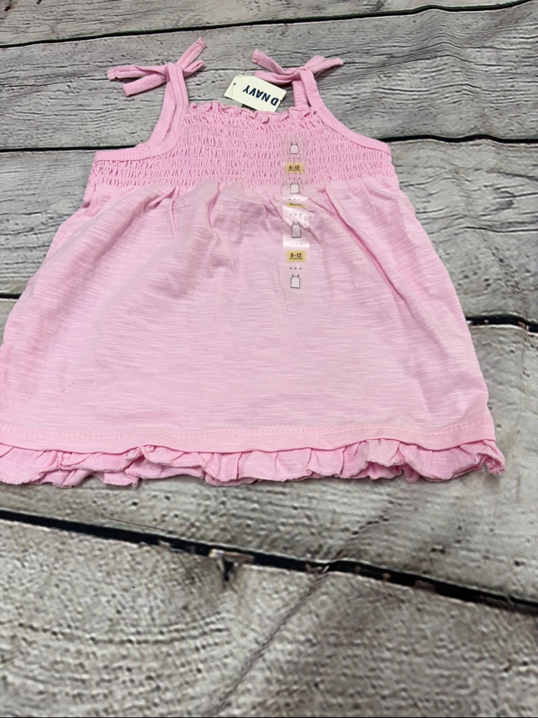 Old Navy Light Pink Smocked Tie-Shoulder Tank Top